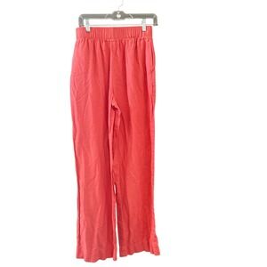 American Tall Women Coral Linen Blend Wide Leg Pants Light Lagen M XT 34 Inseam